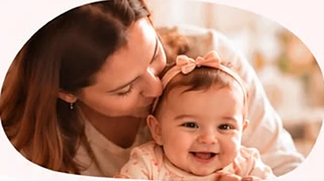 Mamá besando a su bebé